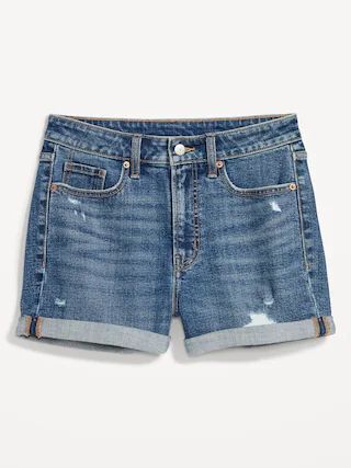 High-Waisted O.G. Straight Ripped Jean Shorts for Women -- 3-inch inseam | Old Navy (US)
