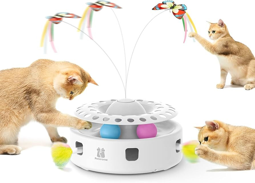Potaroma Cat Toys 3in1 Automatic Interactive Kitten Toy, Fluttering Butterfly, Moving Ambush Feat... | Amazon (US)