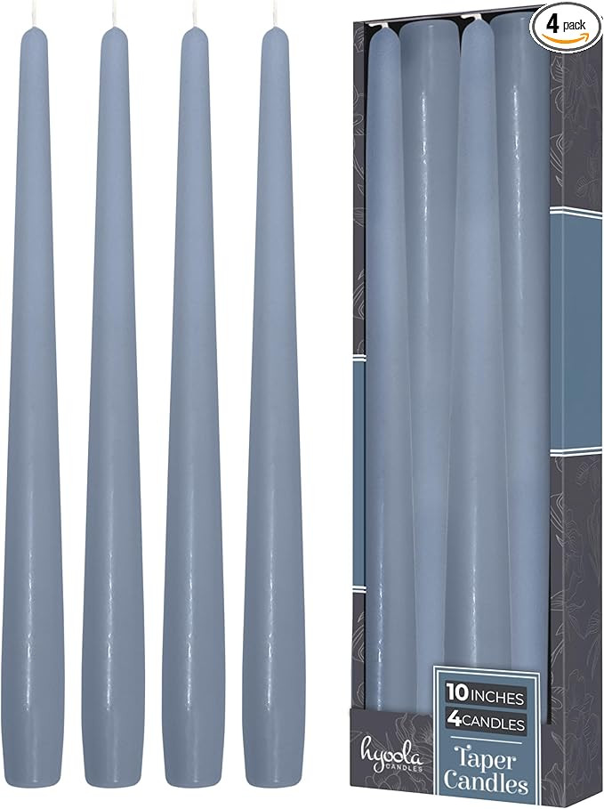 Hyoola Tall Taper Candles - 10 Inch Grey Blue Unscented Dripless Taper Candles - 8 Hour Burn Time... | Amazon (US)
