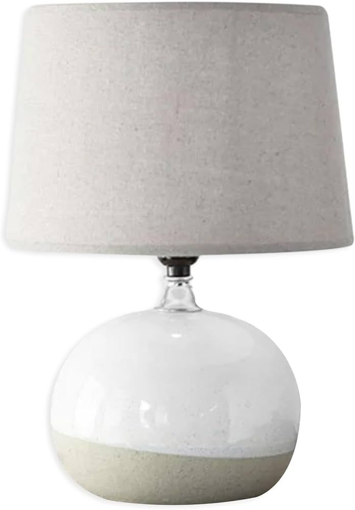 Round Speckled Two-Tone Base, Oatmeal/Grey 16 x 9.5 Inches Ceramic/Fabric Decorative Table Lamp | Amazon (US)