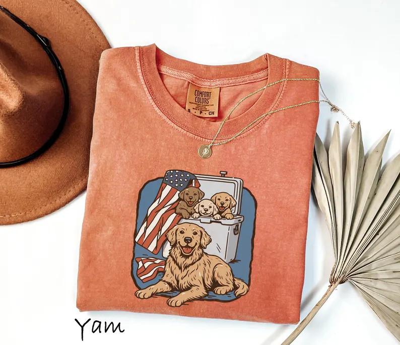 Comfort Colors® Patriotic Dog Shirt, Golden Retriever 4th of July Shirt, Dog Lover Shirt, USA Do... | Etsy (US)