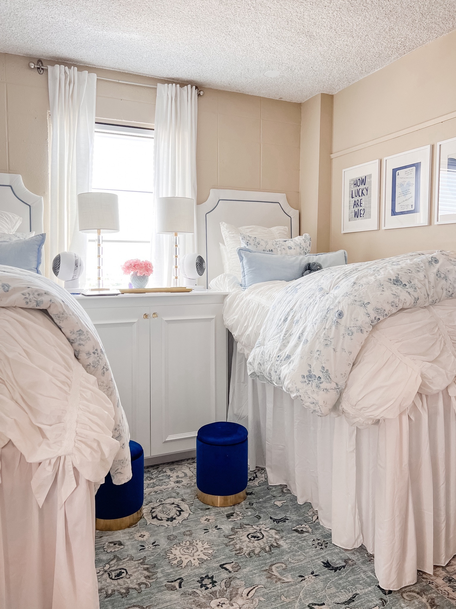 These blue and white floral comforters are beautiful and back in stock. We loved using them in Riley’s dorm room. I’ve linked a few more blue and white inspired pieces. #wayfairpartner #wayfair @wayfair 