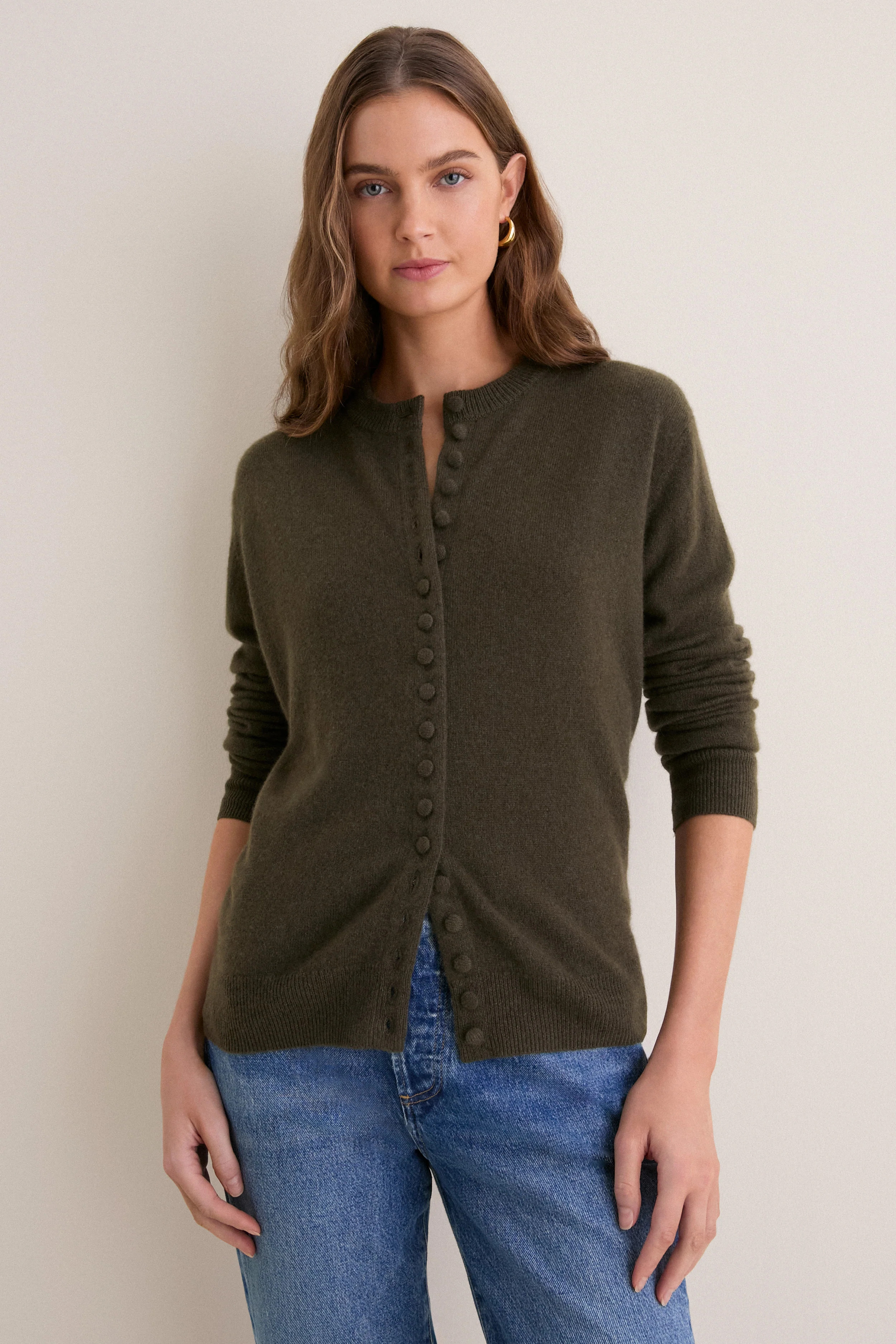 Olive Cashmere Pippa Cardigan | Tuckernuck (US)