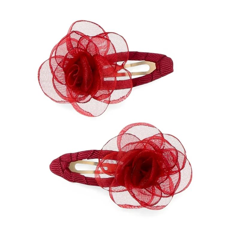 No Boundaries Rosette Hair Clips, 2 Pack, Women’s - Walmart.com | Walmart (US)