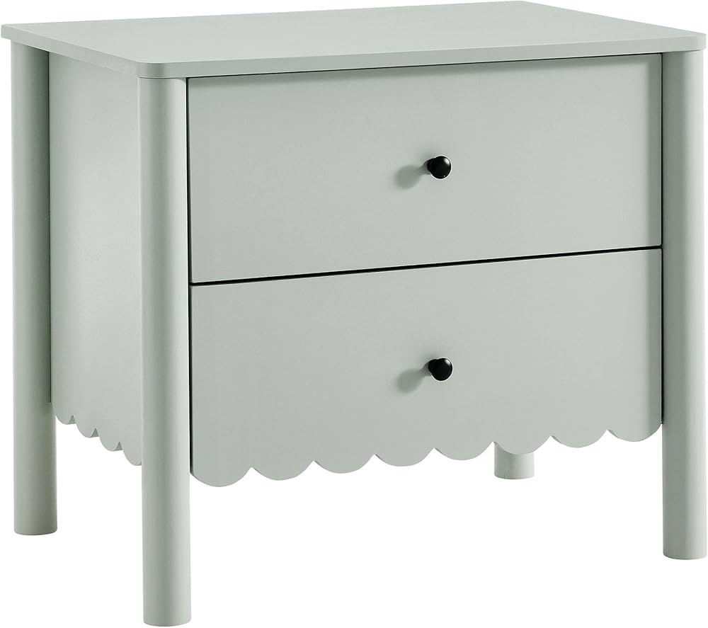 Modway Emmeline Scalloped 2-Drawer Nightstand in Sage | Amazon (US)