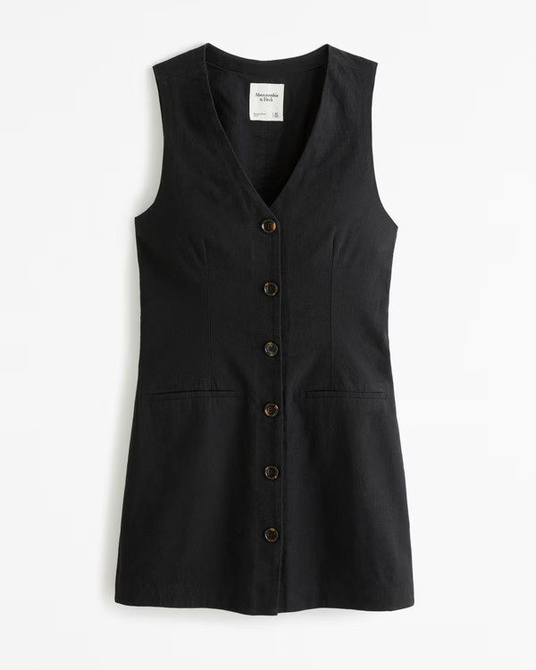 The A&F Mara Linen-Blend Vest Mini Dress | Abercrombie & Fitch (US)