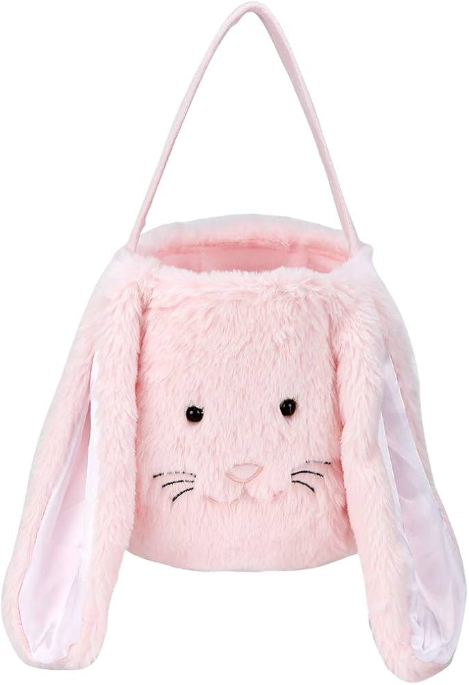 Plush Easter Bunny Basket for Kids Boys Girls Easter Buckets with Long Plush Ear Personalized Egg... | Amazon (US)