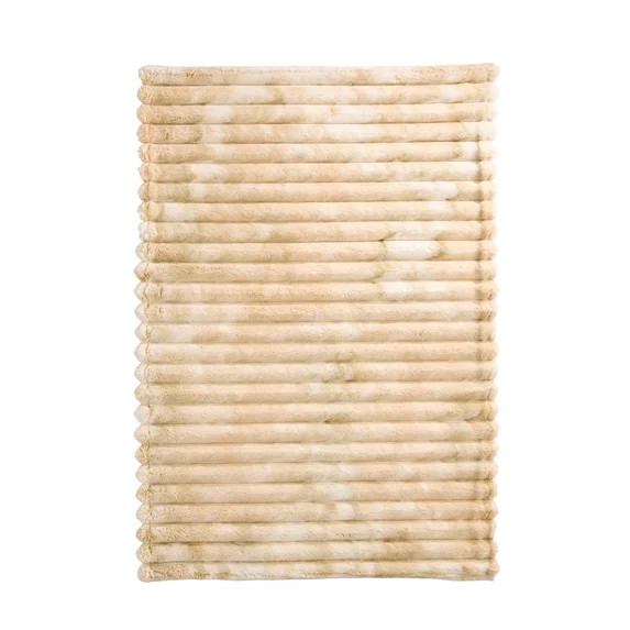 Better Homes & Gardens Beige Marbled Exaggerated Channel Faux Fur Oversized Throw, 50" x 72" | Walmart (US)