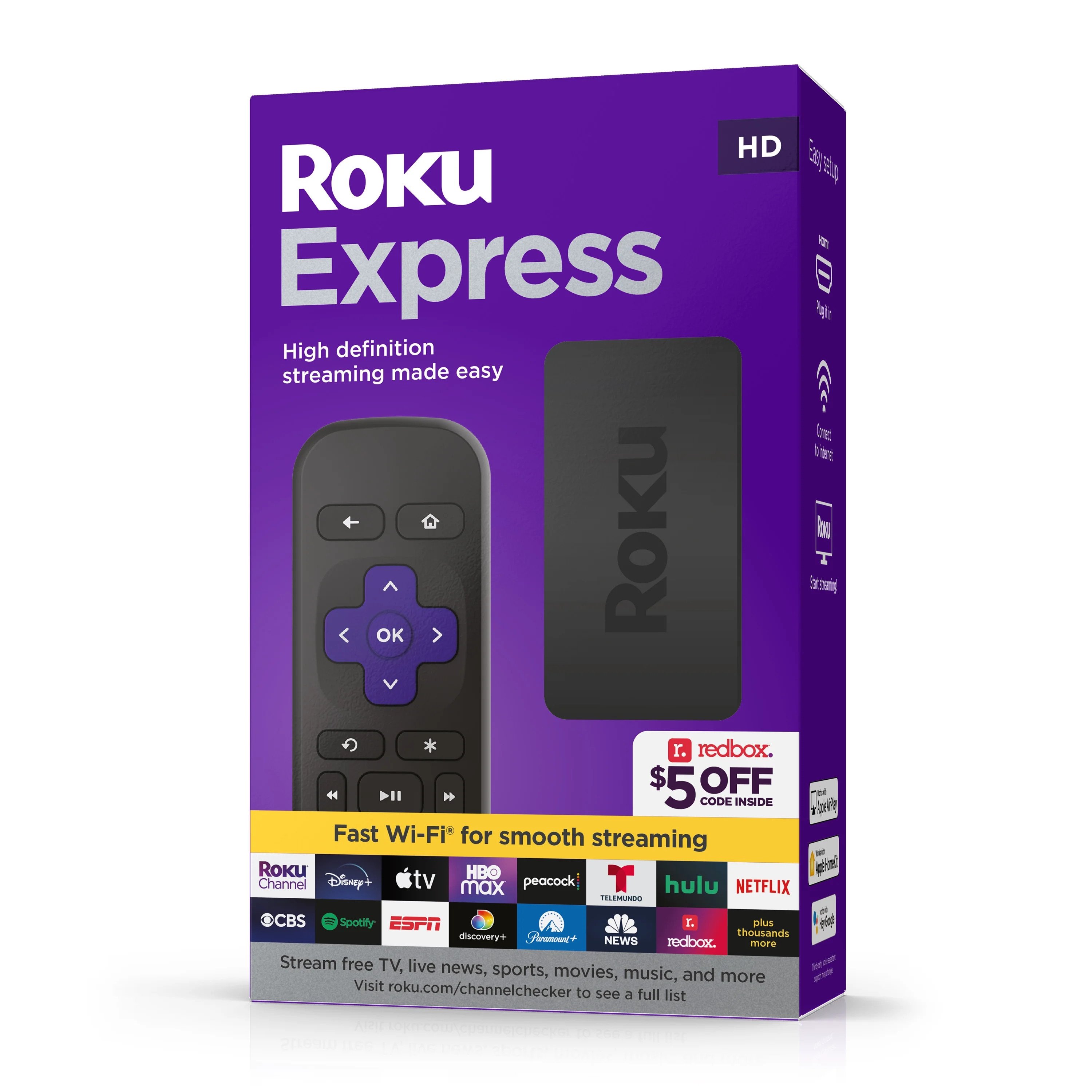 Roku Express (New, 2022) HD Streaming Device with High-Speed HDMI Cable, Simple Remote, and Fast ... | Walmart (US)