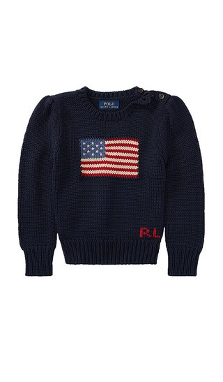 Kids Flag Crewneck Sweater in Hunter Navy | Revolve Clothing (Global)
