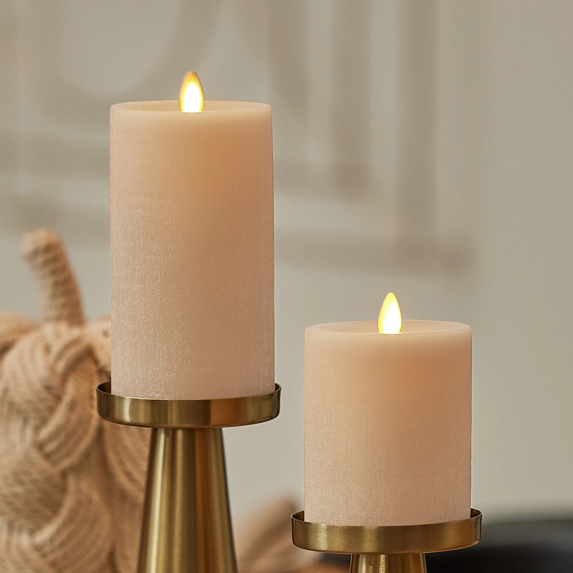 Irish Cream Chalky Linen Flameless Candle Pillar | Luminara