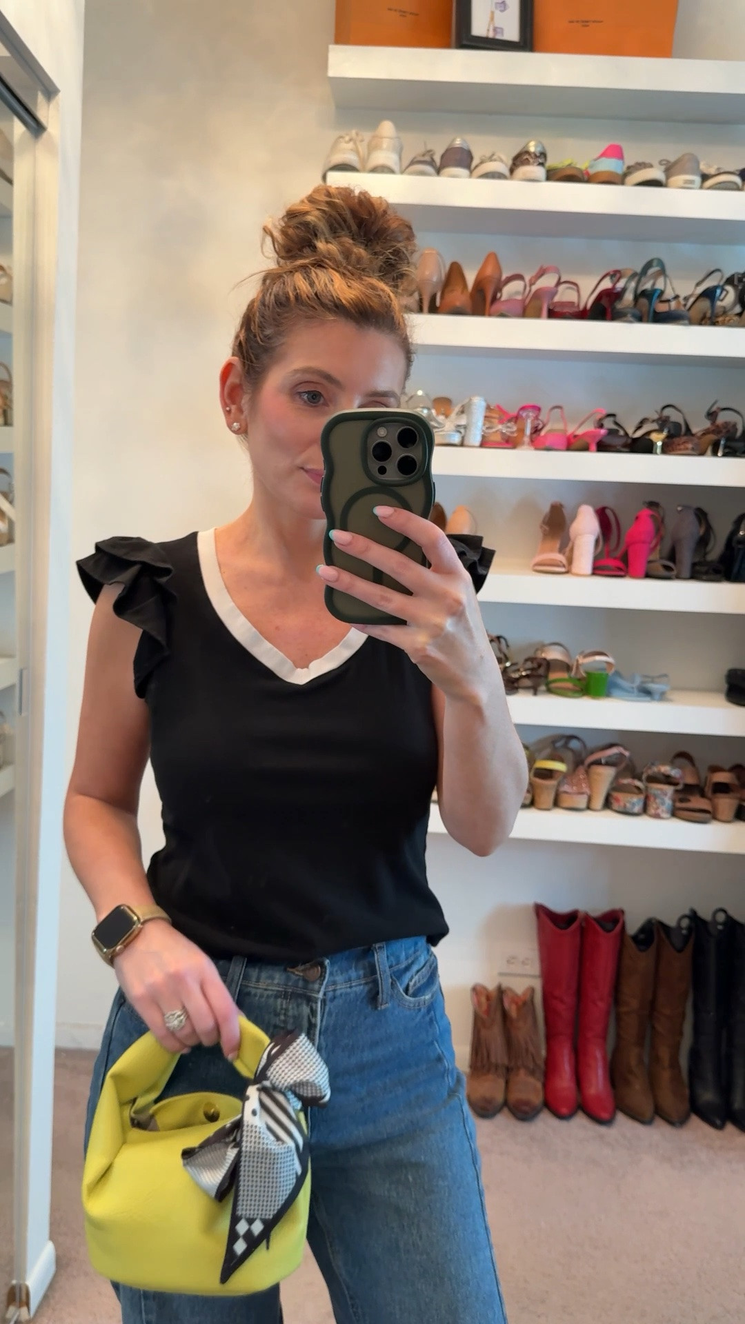Amazon ruffle sleeve top (size medium) 
Walmartl barrel leg jeans (size down one, wearing a size 2)

casual outfit, trendy shoes, spring shoes, summer shoes, casual office look, office look, easy outfit, summer outfits 2026

#LTKootd #LTKSaleAlert #LTKSeasonal