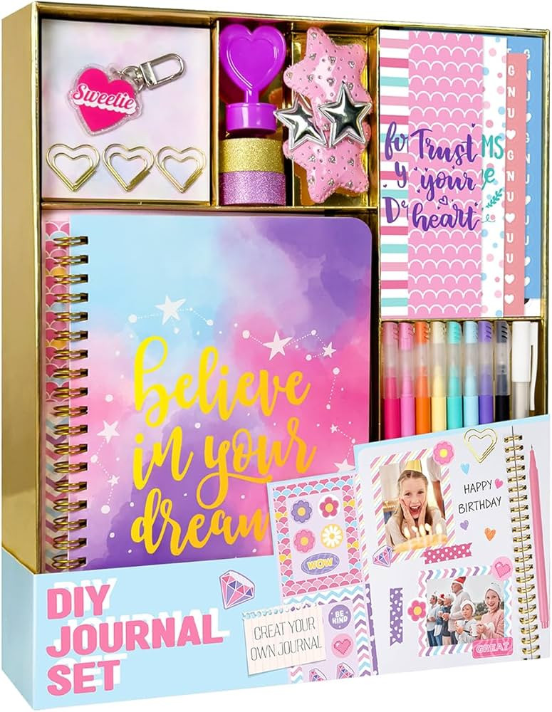 DIY Journal Kit for Girls - DIY Journal Set for Tween & Teen Girls, Stationery Set, Scrapbook & D... | Amazon (US)