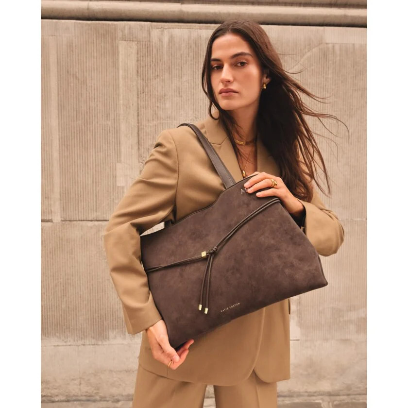 Lori Suedette Tote Bag in Bitter Chocolate | Katie Loxton Ltd. (UK)