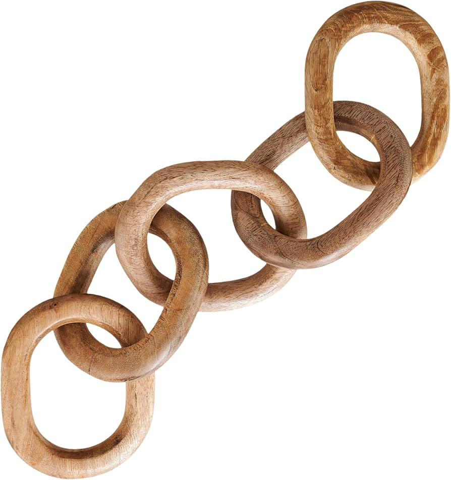 Wood Chain Link Decor Hand Carved 5-Link Wood Knot Decorative Chain, Rustic Wood Link Decorative ... | Amazon (US)