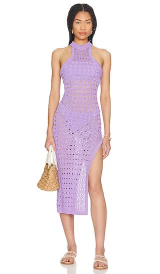 Magdalena High Slit Midi Dress in Purple | Revolve Clothing (Global)