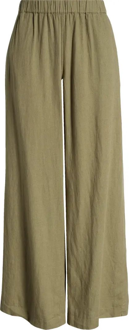 Wide Leg Pull-On Linen Blend Pants | Nordstrom