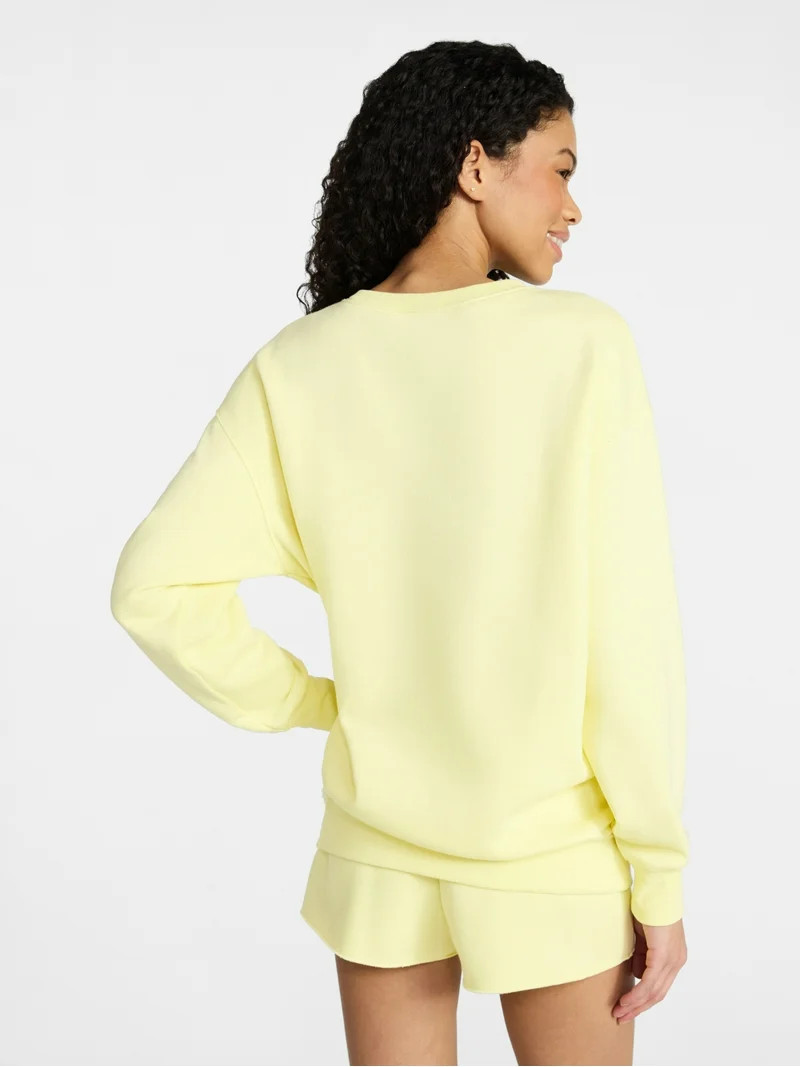 No Boundaries Soft Fleece Oversized Sweatshirt with Long Sleeves, Women’s XXS-XXL | Walmart (US)