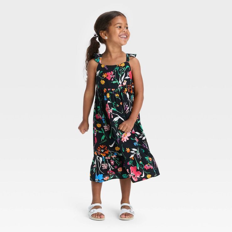 Toddler Girls' Floral Crepe Dress - Cat & Jack™ Black 3t : Target | Target