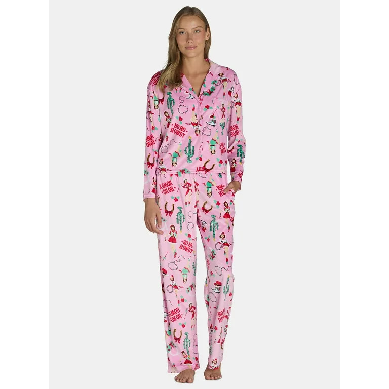 Holiday Time Women’s and Women’s Plus Velour Notch Collar Pajama Set, 2-Piece, Sizes XS-3X | Walmart (US)