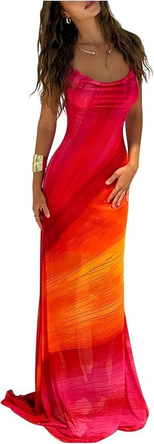 Floerns Women's Summer Criss Cross Tie Backless Cami Dress Beach Vacation Maxi Dresses | Amazon (US)