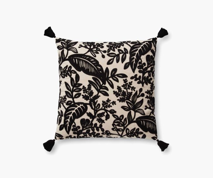 Cream & Black Canopy Embroidered Pillow | Rifle Paper Co. | Rifle Paper Co.