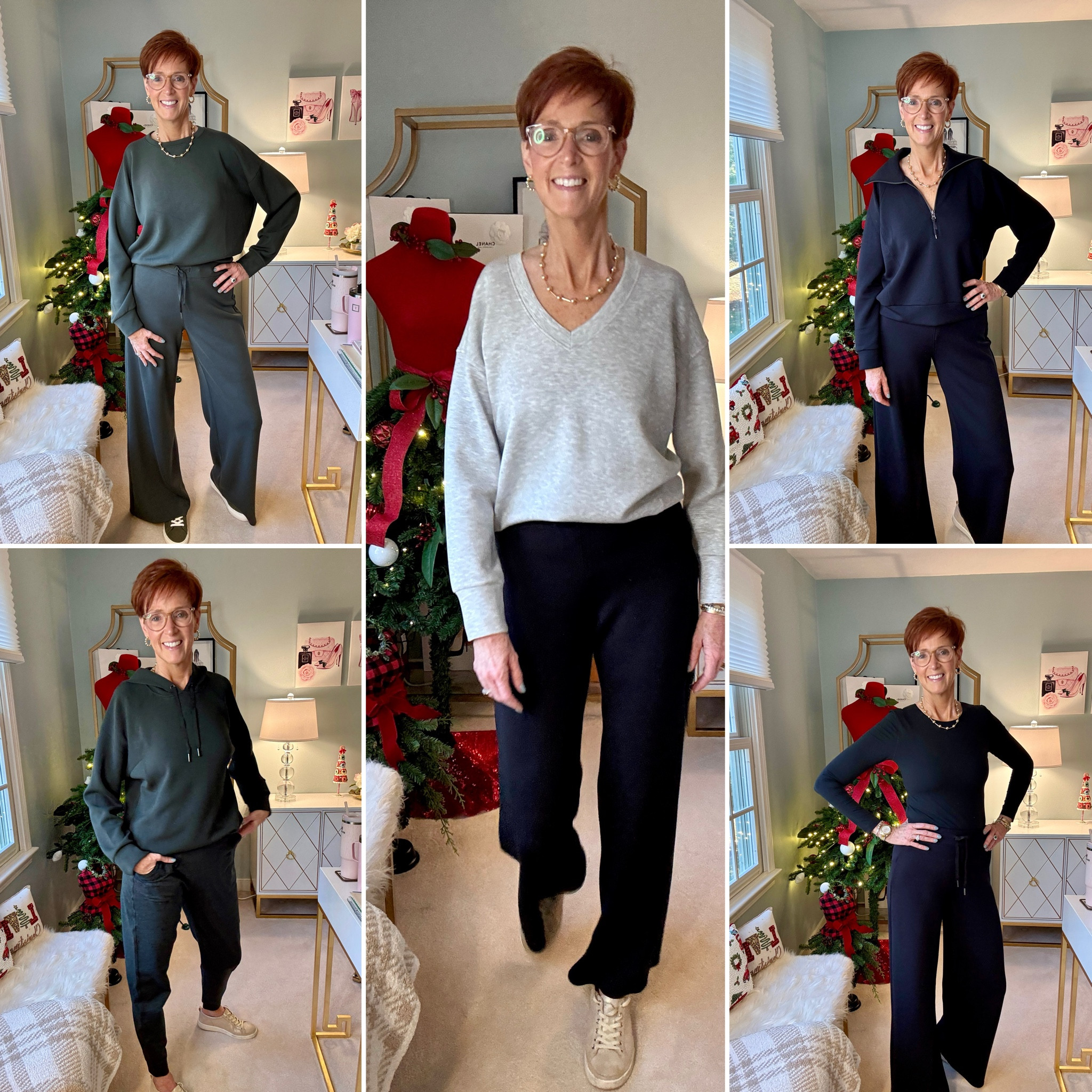 All the Spanx please! Spanx is my go to outfit for the pre holiday chaos and the post holiday relax and recovery. 

Wearing a medium or large in the tops
Wearing a medium tall in the bottoms.

Hi! For reference, I am 55 years old, I am 6’1”. I have a 35” inseam. I wear a small or medium in most tops, an 8 or a 10 in most bottoms, an 8 in most dresses, and a size 9 shoe. 

Make sure to subscribe to my newsletter found in my bio so you don’t miss on out on my must have favorites! And download the LTK app, follow my LTK shop, and favorite this post or your favorite items to get notified when they go on sale!

Over 50 fashion, tall fashion, workwear, everyday outfits, timeless outfits, Classic Outfits

Holiday party outfit, holiday dress, winter outfit, travel outfit, gift guide, gift guide for her, gift guide for him, stocking stuffers, Christmas decor, Christmas tree, leopard jeans, ballet flats, gift guides, wedding guest, vacation outfit, travel essentials, organization

#LTKOver40 #LTKStyleTip #LTKActive