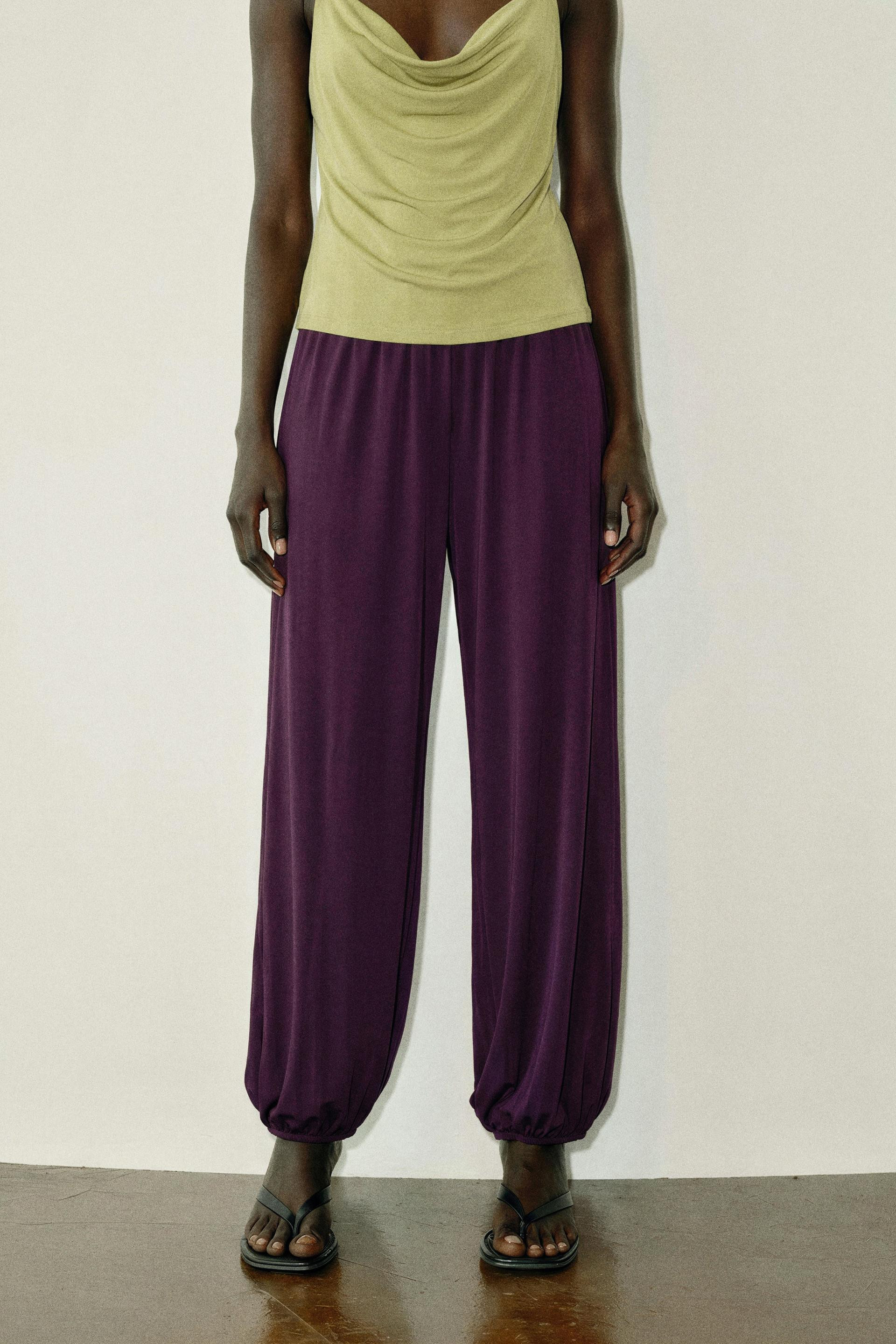 Zara - Bloomer Pants - Dark Eggplant - S - Woman | Zara US