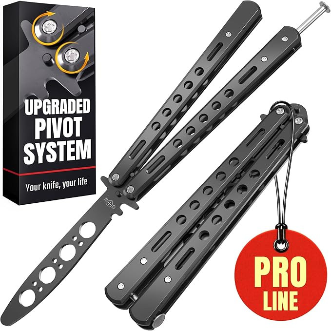 Butterfly Knife - Balisong Trainer - Black Practice Butterfly Trainer with Sure Spring Latch - Ba... | Amazon (US)