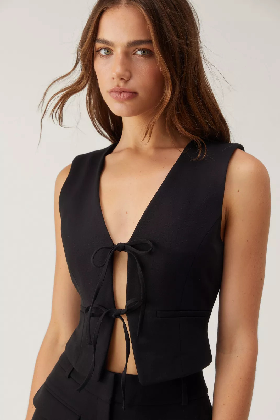 Petite Tailored Tie Front Waistcoat | Nasty Gal US