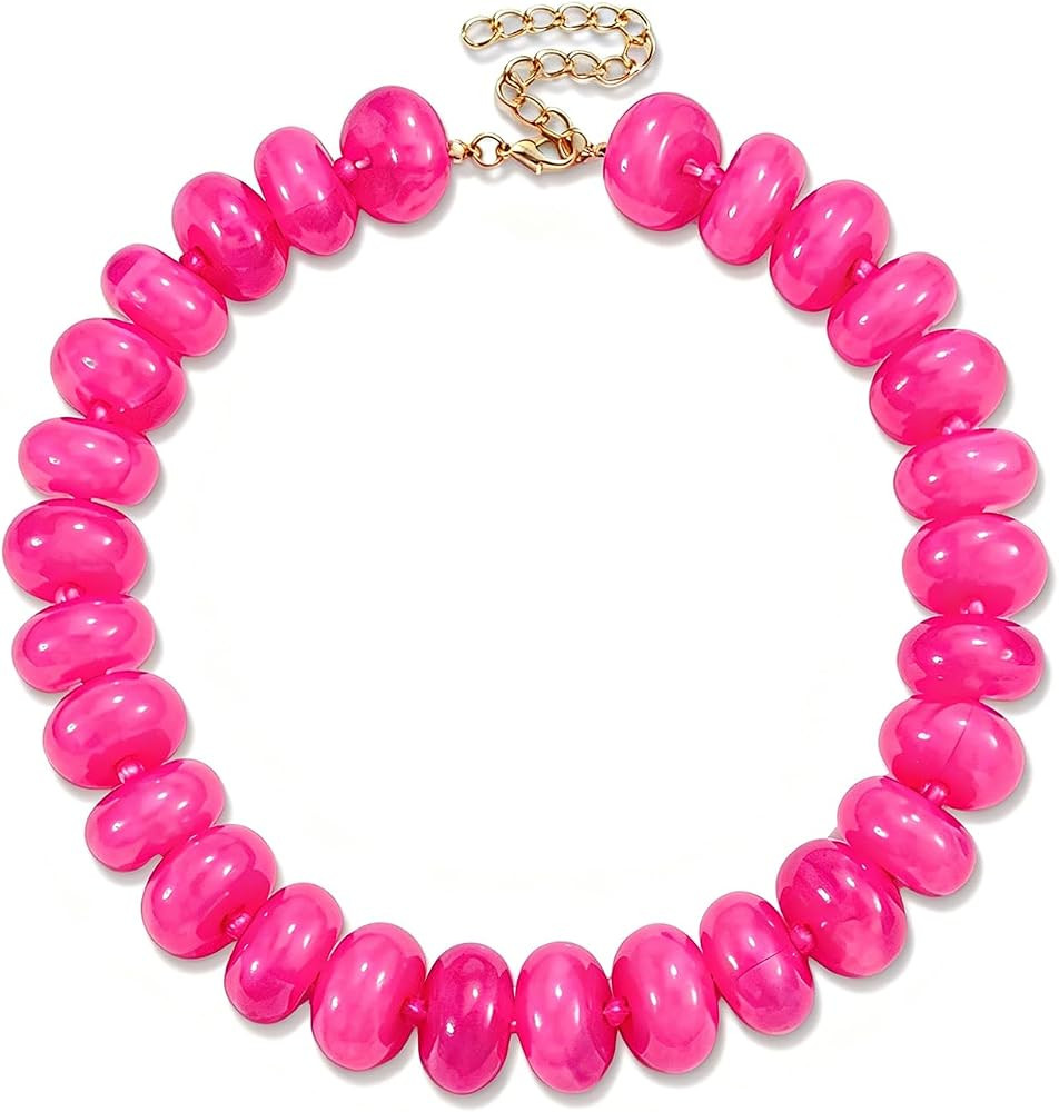 CSIYANJRY99 Chunky Beaded Necklace for Women, Large Colorful Resin Beads Statement Necklace, Boho... | Amazon (US)