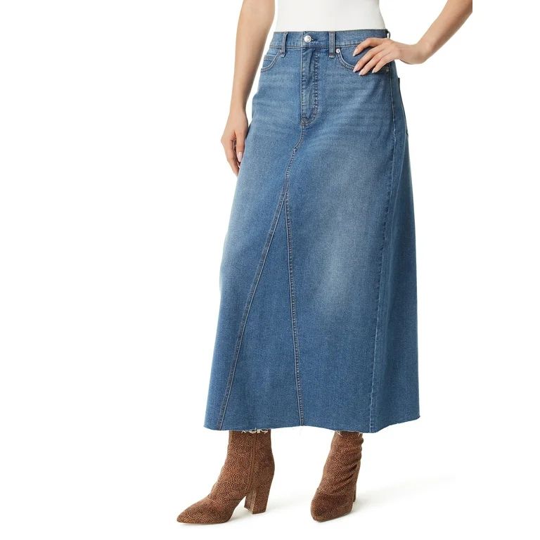 Jessica Simpson Women's and Women's Plus Denim Maxi Skirt | Walmart (US)