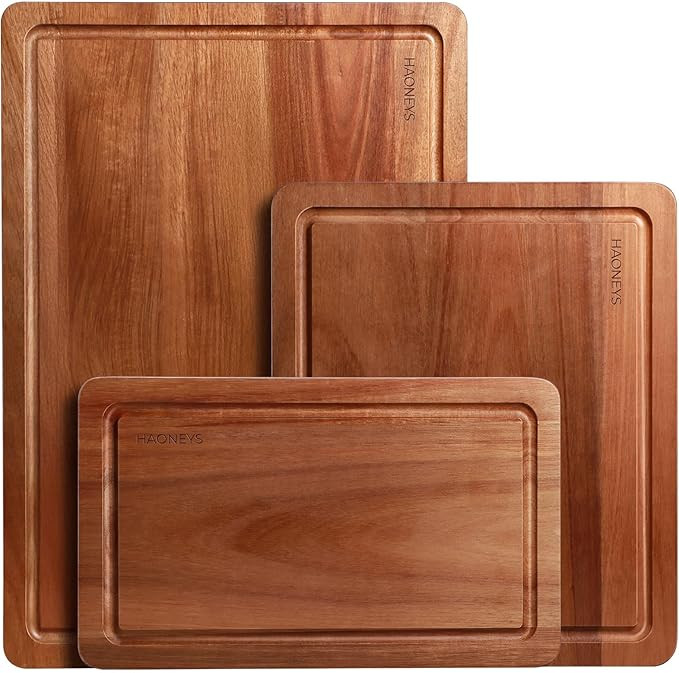 Wood Cutting Board, Wooden Cutting Boards for Kitchen with Deep Juice Grooves & Built-in Handles,... | Amazon (US)