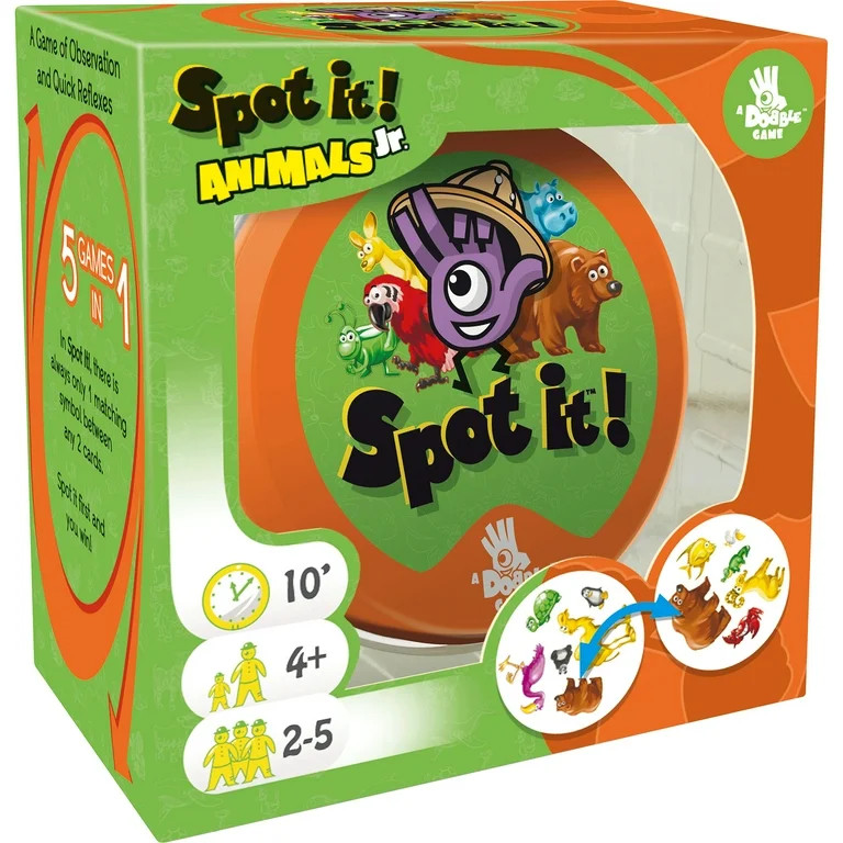 Spot It! Jr. Animals Family Card Game for Ages 4 and up, by Asmodee | Walmart (US)