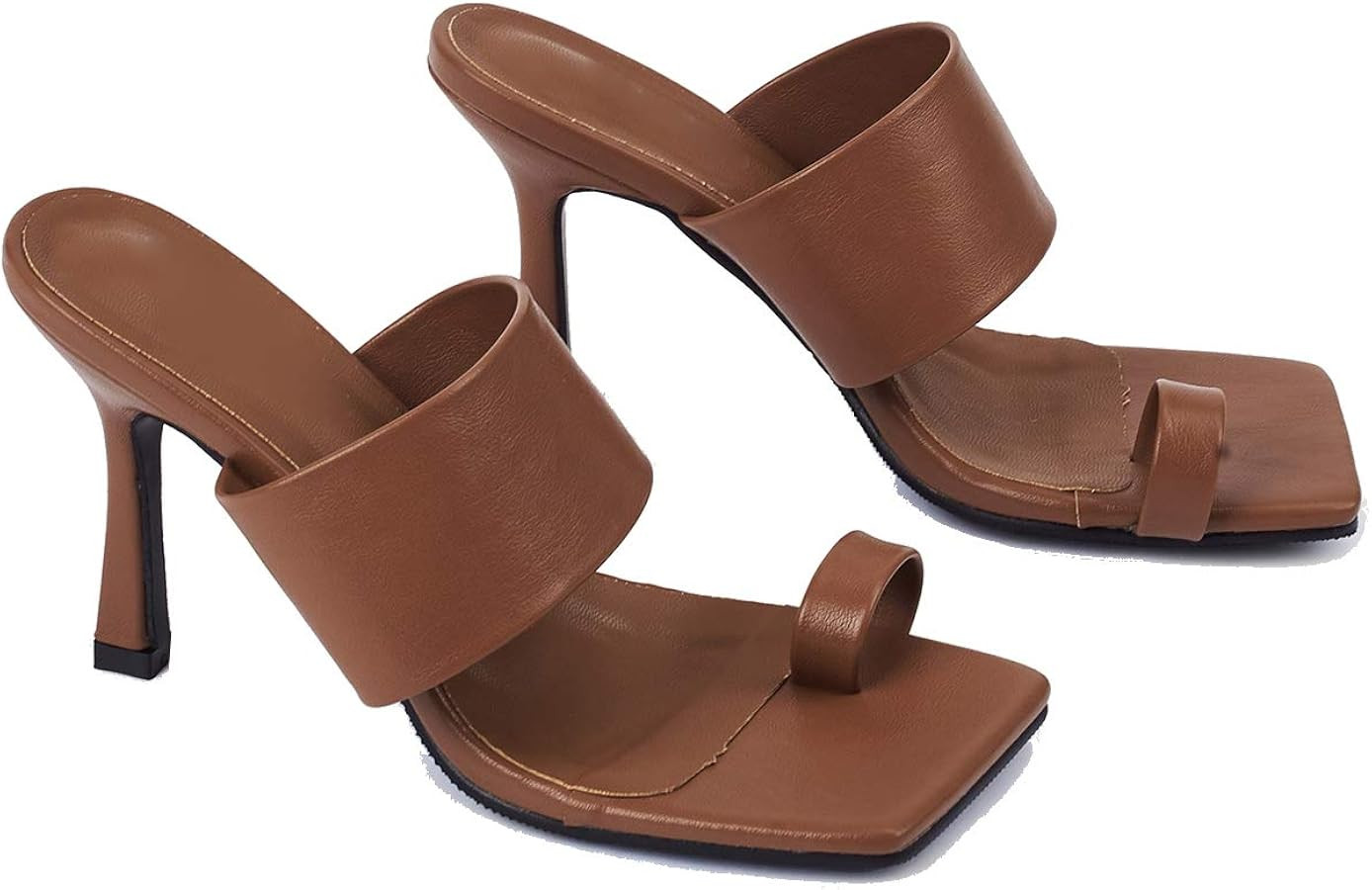 LEHOOR Women Square Open Toe Heeled Mules Stiletto Thong Sandals For Women Flip Flops High Heel S... | Amazon (US)