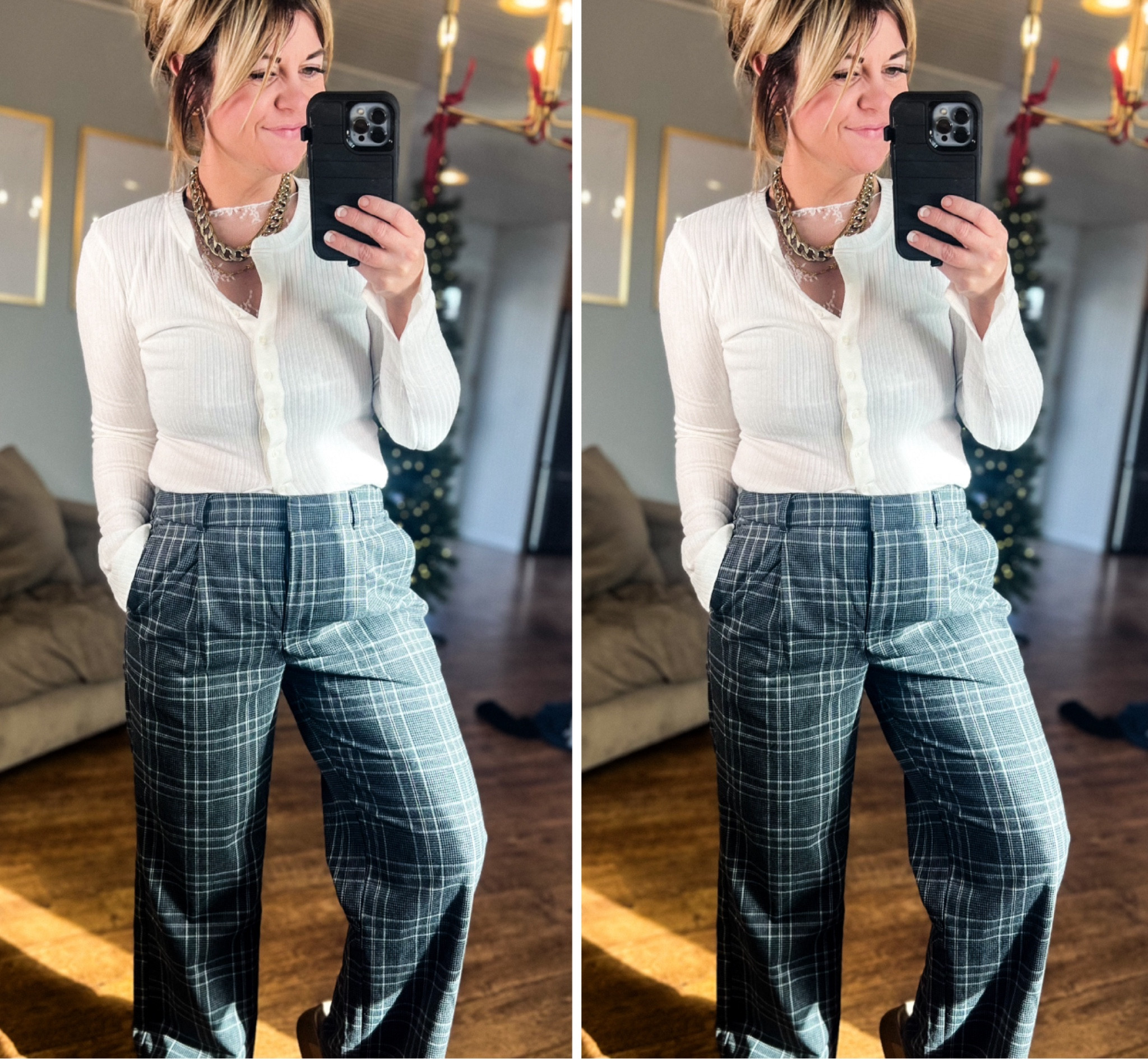 Button up gorgeous white top from Aerie
Old navy pants size 6 shorts 
I’m 140 5’3 for reference 
Amazon clogs 

#LTKCyberWeek #LTKHoliday #LTKSeasonal