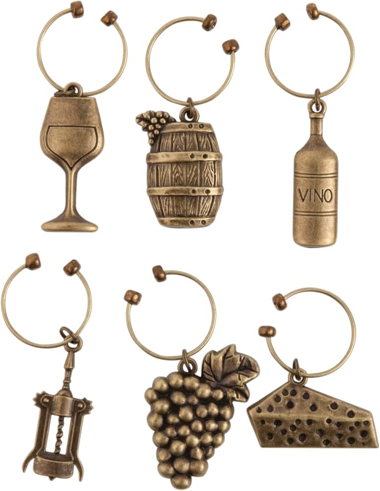 Twine Antiqued Farmhouse Decor Wine Charms, Drink Markers and Glass Markers for Wine Party and Bi... | Amazon (US)