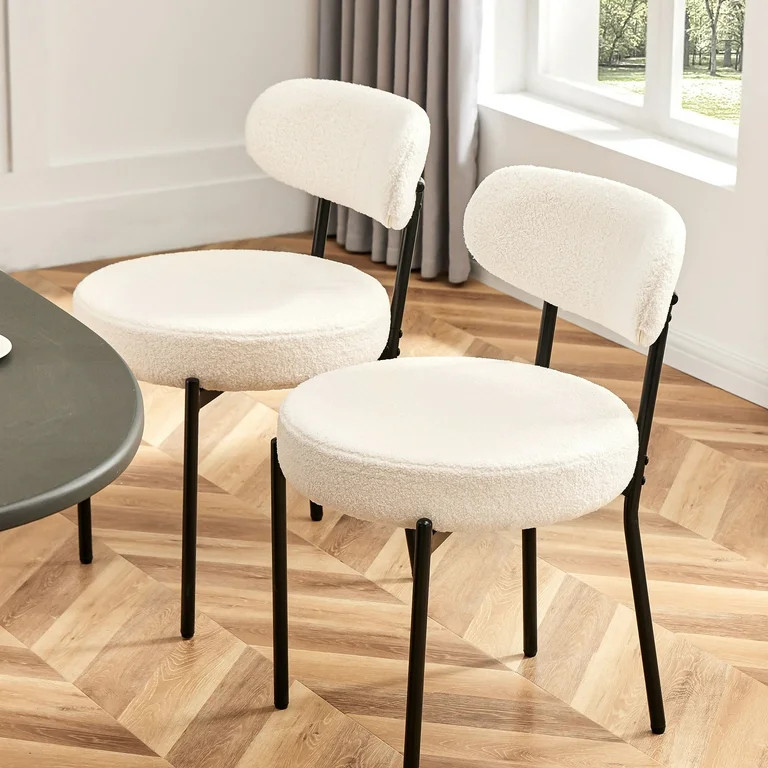 edx Upholstered Dining Chairs, Mid Century Modern Round Dining Room Chairs for Vanity For Living ... | Walmart (US)