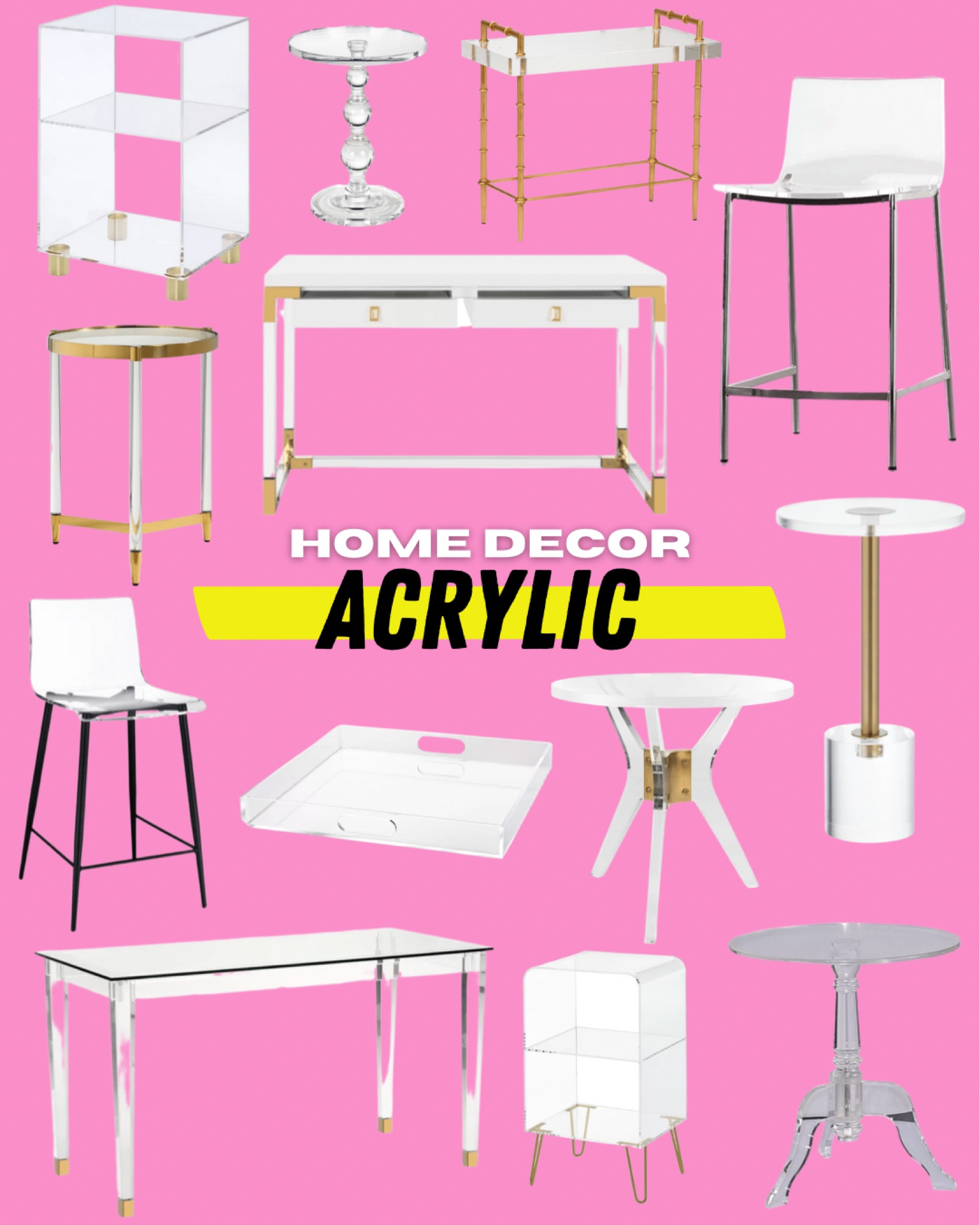 All things acrylic for this home trend. From a side table accent staple, to a chic office desk, the clear vibe won’t take up much room. Pun intended.

#LTKsalealert #LTKhome #LTKbeauty