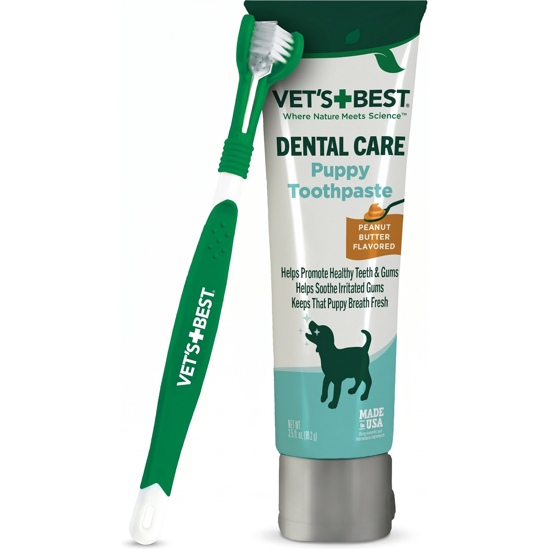 Vet's Best Toothbrush & Toothpaste Dental Kit, 3.5-oz tube, Puppy | Chewy