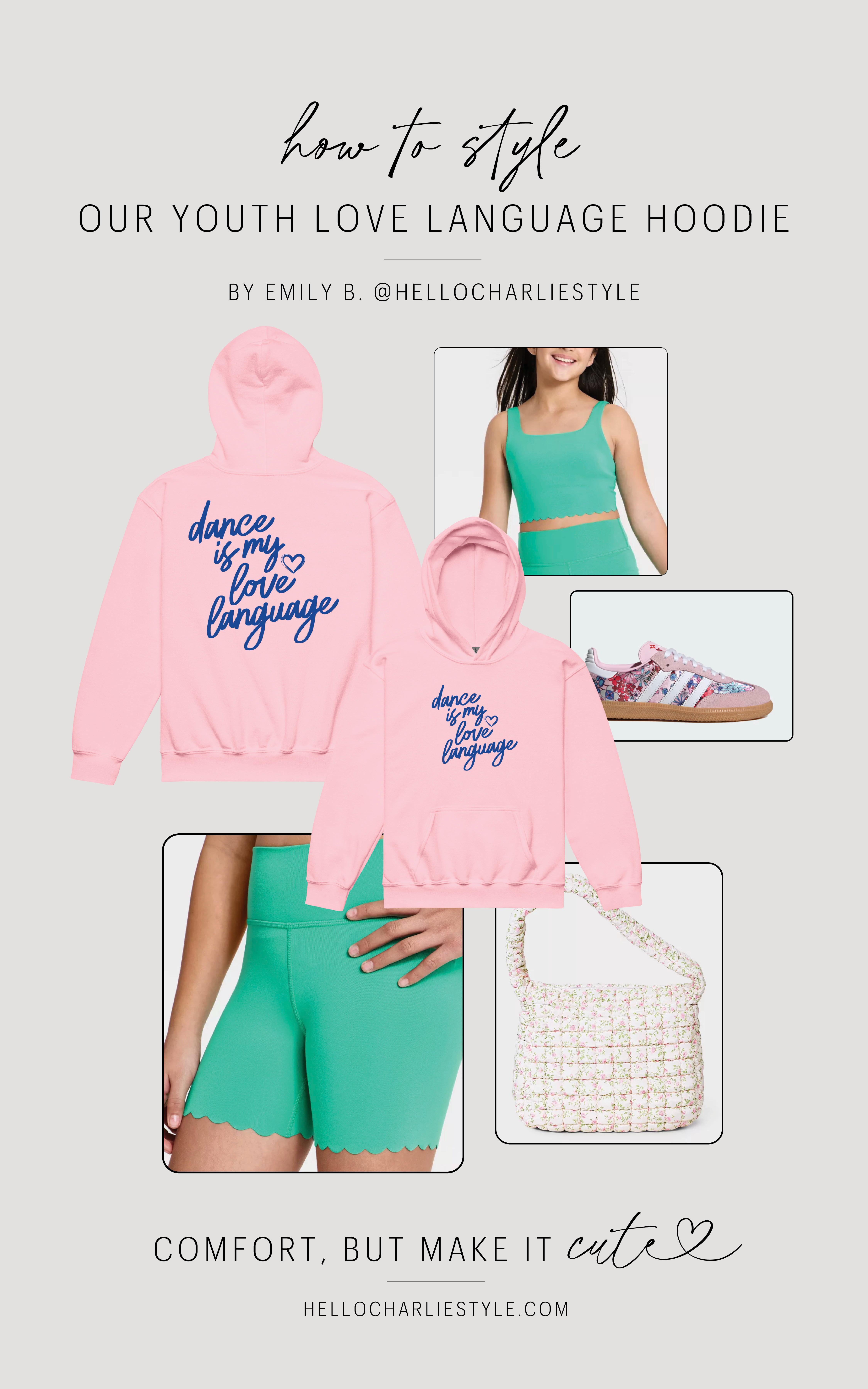 Dance is her love language 💕🩰

Here’s how to style our youth “Dance Is My Love Language” hoodie for practice days, competition weekends, and cozy studio looks. Pair it with a bright matching set, fun sneakers, and a cute bag for the perfect comfy + girly outfit.

Perfect for:
• Youth dance competition outfits
• Ballet & hip hop practice looks
• Studio warm-ups
• Dance team outfit ideas
• Gifts for young dancers

Hello Charlie Style creates trendy, comfy dancewear for girls who live for dance and express it in everything they wear ✨

#DanceGirl #DanceLife #DanceOutfit #YouthDance #DanceCompetition #HelloCharlieStyle 

 #LTKootd #LTKActive #LTKKids