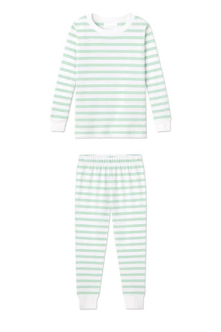 Kids Long-Long Set in Grass Stripe | Lake Pajamas