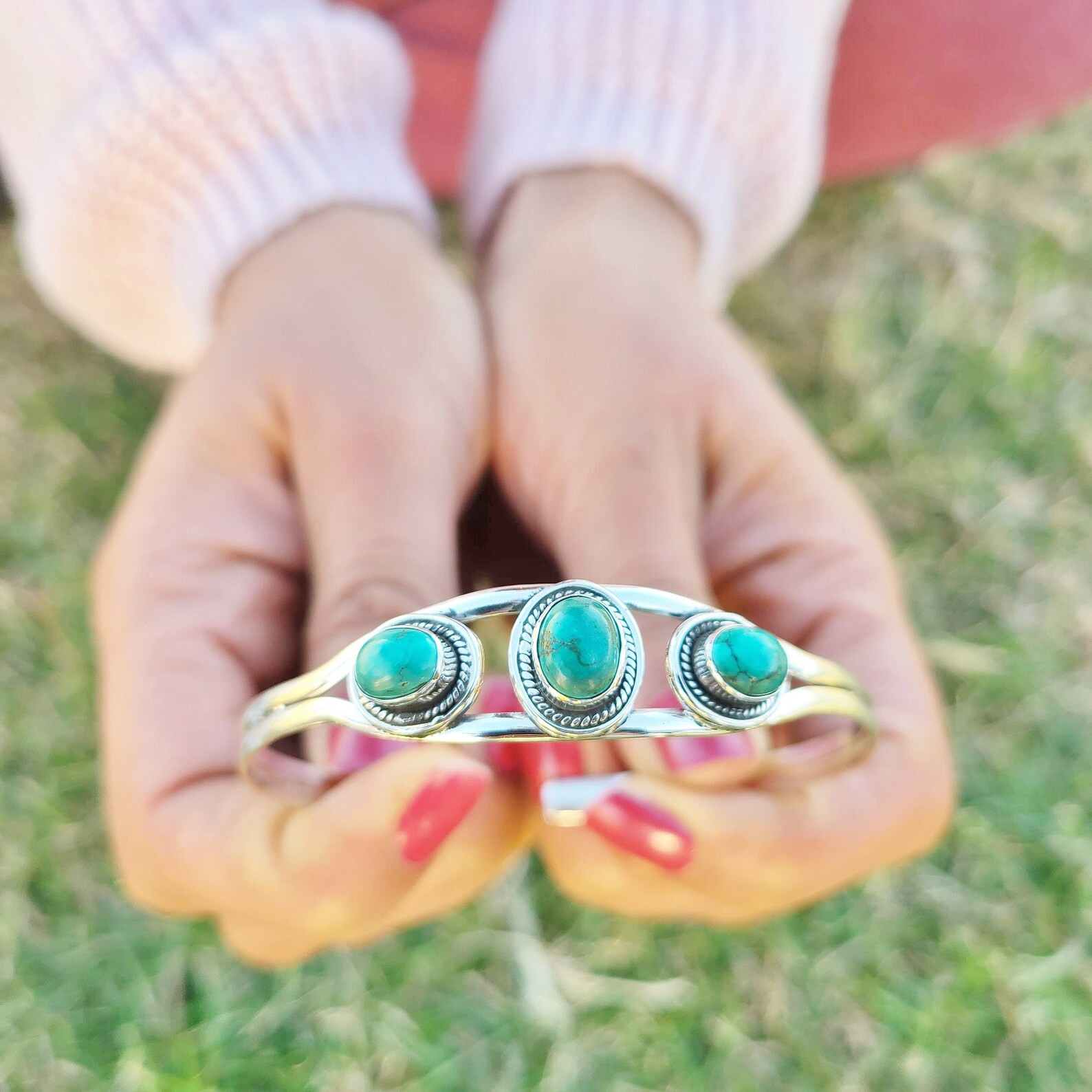 Genuine Turquoise Bangle Bracelet, Silver Turquoise Bangle, Turquoise Cuff Bangle, Sterling Silve... | Etsy (US)