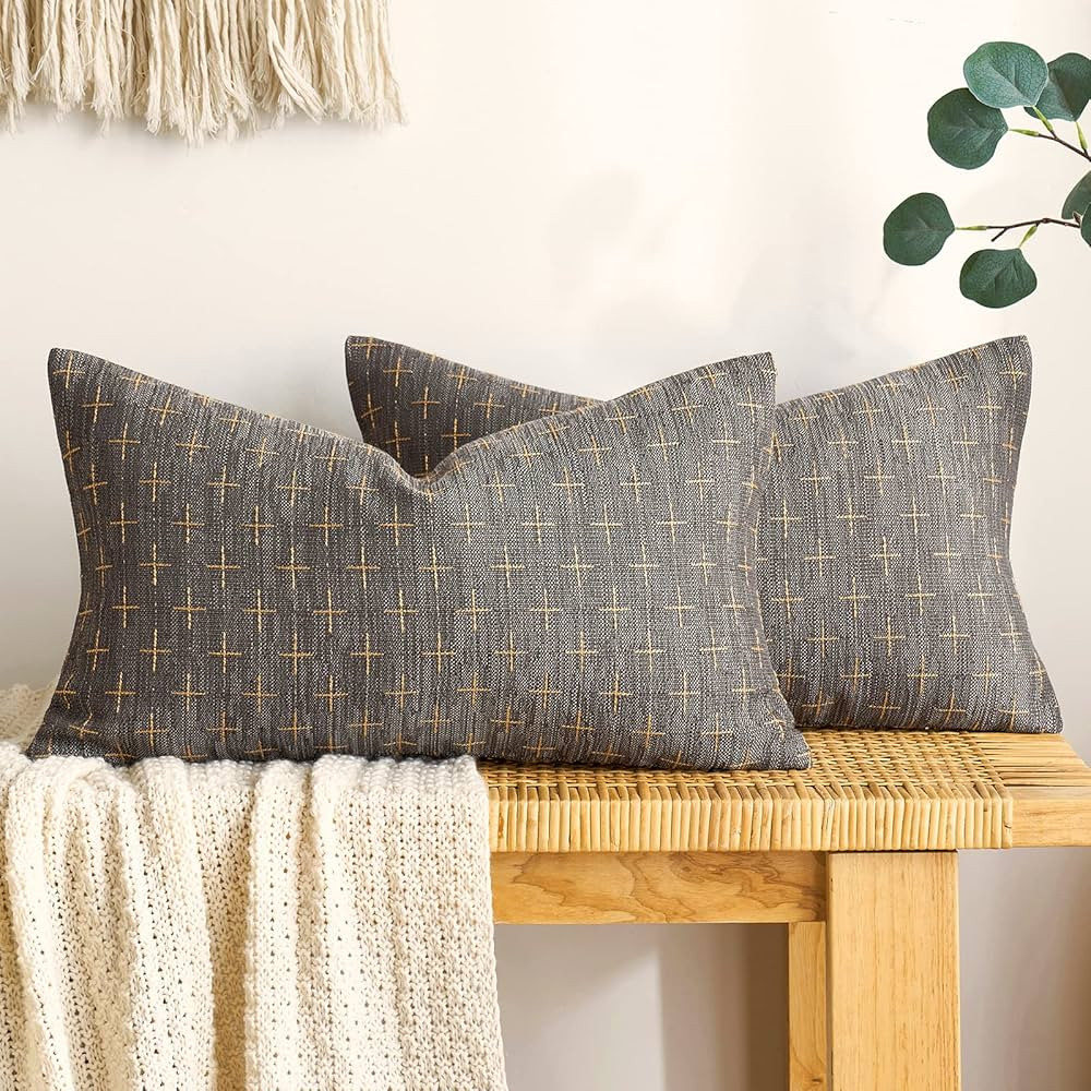 MIULEE Pack of 2 Decorative Burlap Linen Throw Pillow Covers Modern Farmhouse Pillowcase Rustic W... | Amazon (US)