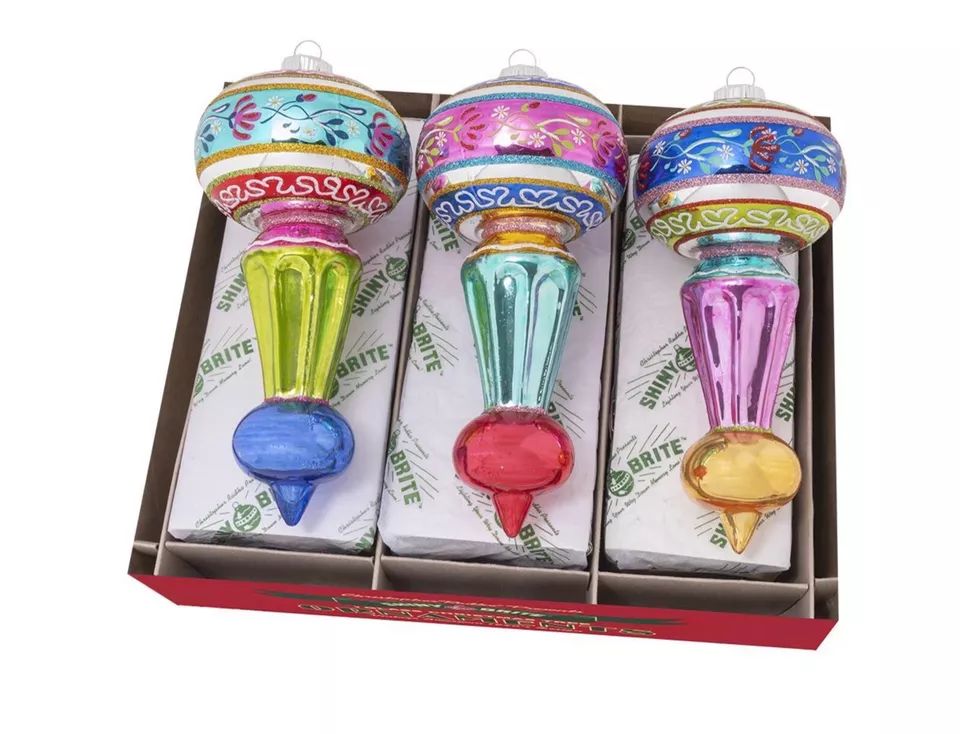 Radko Shiny Brite Set 3 Ornaments - Christmas Confetti 7” Ice Cream Cone Shaped | eBay US