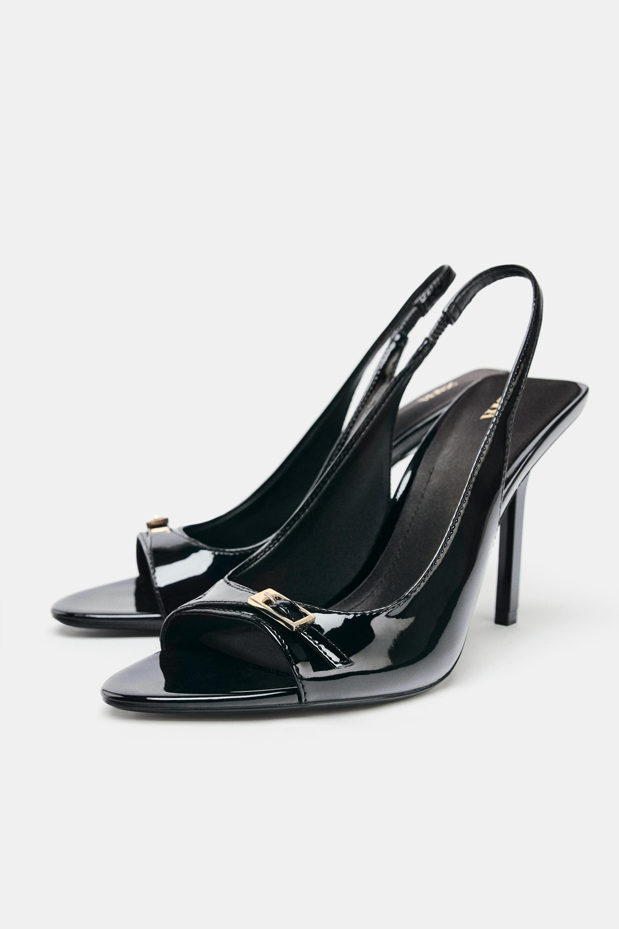 PATENT FINISH HEELED SANDALS | Zara US