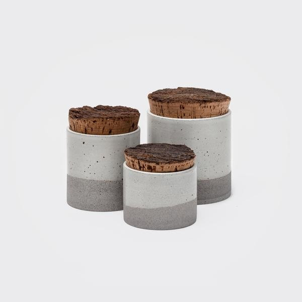 Humble Ceramics Canister 4.5 x 4.5 Greystone/Snow White | Amber Interiors