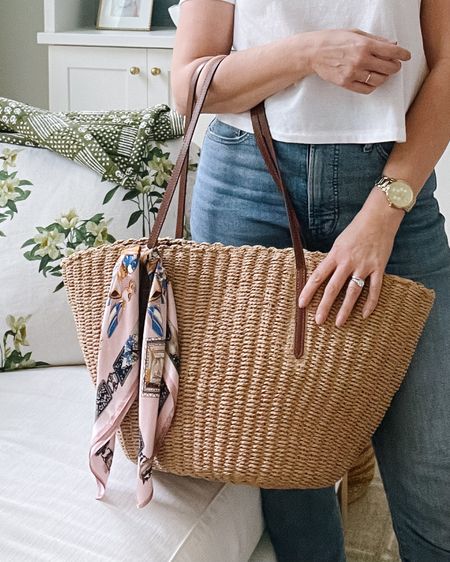 Summer straw bag from JCrew - silk scarf - classic style over 40

#LTKOver40 #LTKItBag
