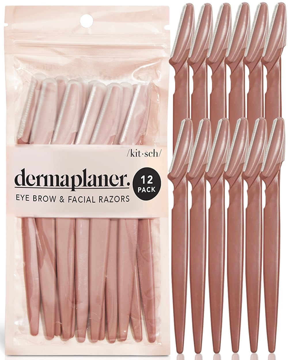 Kitsch Dermaplaning Tool - Face Razors for Women and Men, Eyebrow Trimmer and Face Shaver, Facial Hair Removal, Facial Razors for Women and Men, Dermaplane Razor - 12pc, Terracotta | Amazon (US)