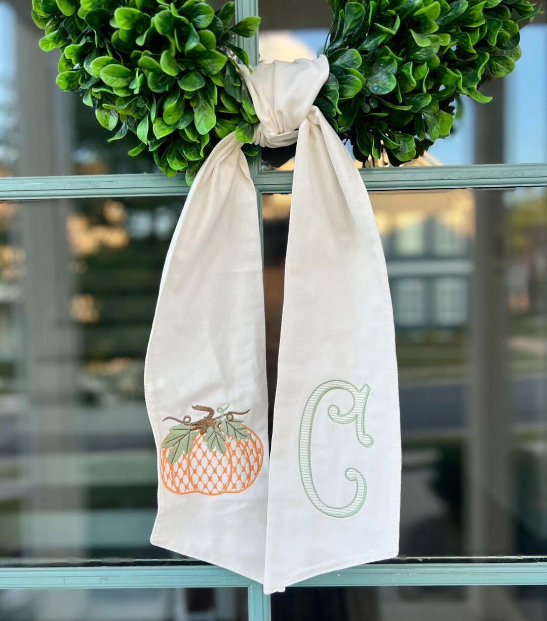 Custom Wreath Sash - Fall Pumpkin - Etsy | Etsy (US)